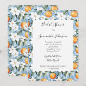 ブルー ホワイト シチリアン サマー フローラル ブライダル シャワー 招待状 (正面/裏面)