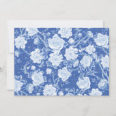 ブルー ホワイト シノワズリー フラワーデザイン 50歳 誕生日写真 招待状 (裏面)