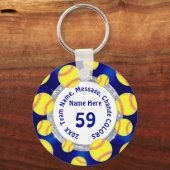 ブルー，ホワイト，シルバー安いソフトボールのギフトソフトボール キーホルダー (正面)