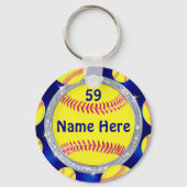 ブルー，ホワイト，シルバー安いソフトボールのギフトソフトボール キーホルダー (裏面)