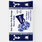 ブルー、ホワイト、シルバー、カスタムチアリーティングバナー 横断幕 (縦)