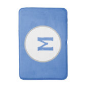 ブルー・ホワイト・シルバー・モノグラム バスマット (正面縦)