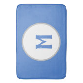 ブルー・ホワイト・シルバー・モノグラム バスマット (正面縦)