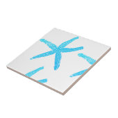 ブルー ホワイト スターフィッシュ パターン ビーチ ハウス デコ ギフト タイル (側面)