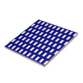 ブルー ホワイト ストライプ チェック 陶磁器 タイル (側面)