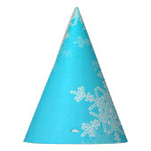 ブルー ホワイト スノフレーク ミニマリスト クリスマス パーティーハット (左)