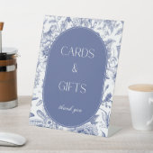 ブルー ホワイト チャイナペイント カード＆ギフト テーブルサイン (インサイチュ)