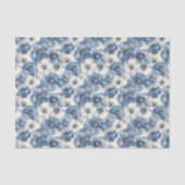 ブルー ホワイト デニム フラワーズ ブライダル シャワー 薄葉紙 (正面)