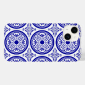 ブルー ホワイト デルフト風 フェイク タイル iPhone Case-Mate iPhoneケース (裏面 (横))