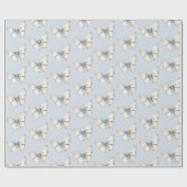 ブルー ホワイト バタフライ プレシャス シャワー ラッピングペーパー (フラット)