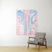 ブルー ホワイト ピンク マーブル スワール ベイビー シャワー タペストリー (インサイチュ)