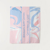 ブルー ホワイト ピンク マーブル スワール ベイビー シャワー タペストリー (正面)