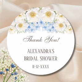 ブルー ホワイト フラワーズ ガーデン ブライダル シャワー サンクス ラウンドシール