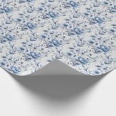 ブルー ホワイト フラワーブライダル シャワー ベビー シャワー ウェディング ラッピングペーパー (角)