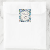 ブルー ホワイト フラワーレディース バースデー サンクス スクエアシール (バッグ)