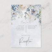 ブルー＆ホワイト フローラル モダン レセプション エンクロージャーカード (正面)