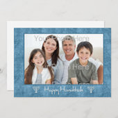 ブルー・ホワイト・メノラ・ハヌカー写真カード シーズンカード (正面/裏面)