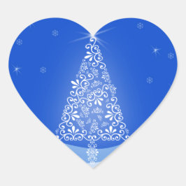 ブルー ホワイト メリークリスマス ツリー 星 夜灯 ハートシール