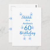 ブルー・ホワイト・モーブ お静かに 60歳の誕生日 花の名前 ポストカード (正面/裏面)