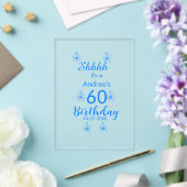 ブルー ホワイト モーブ shhhh 60歳の誕生日 フラワー 名前 アクリル招待状 (インサイチュ (ウェディング))