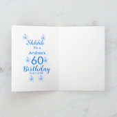 ブルー ホワイト モーブ shhhh 60歳の誕生日 フラワー 名前 カード (内部)