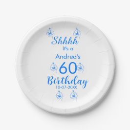 ブルー ホワイト モーブ shhhh 60歳の誕生日 フラワー 名前 ペーパープレート