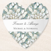 ブルー ホワイト ロータス フラワーズ ブライダル シャワー ペーパーコースター (正面)