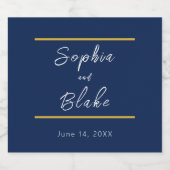 ブルー、ホワイト、金ゴールド新郎新婦結婚ズ スパークリングワインラベル (シングルラベル)