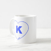 ブルー&ホワイトK-ハートマグカップ コーヒーマグカップ (正面左)