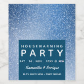 ブルー&ホワイトSpeck、引っ越し祝いパーティーパーティー ワインラベル (シングルラベル)