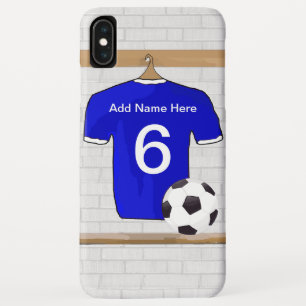 ブルー·ホワパーソナライズされたイト·サッカー·ジャージー iPhone XS MAXケース