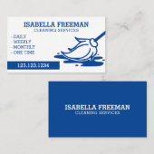 ブルー&ホワミニマルイトメイドハウスクリーニングサービス 名刺 (正面/裏面)