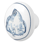 ブルー&ホワ素朴イトチキンヘンカントリーデルフト セラミックノブ (右)