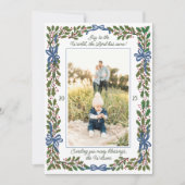 ブルー・ボウズとホリー・ガーランドのワンフォトクリスマス シーズンカード (正面)