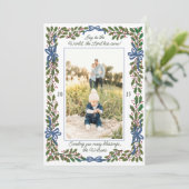 ブルー・ボウズとホリー・ガーランドのワンフォトクリスマス シーズンカード (スタンド正面)