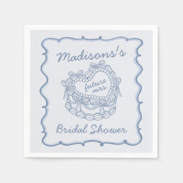 ブルー ボウ レトロ ハート コケッタ ケーキ ブライダル シャワー スタンダードカクテルナプキン