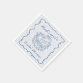 ブルー ボウ レトロ ハート コケッタ ケーキ ブライダル シャワー スタンダードカクテルナプキン (角)