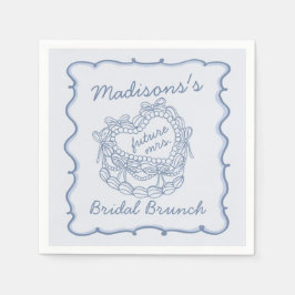 ブルー ボウ レトロ ハート コケッタ ケーキ ブライダル ブランチ スタンダードカクテルナプキン