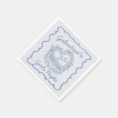 ブルー ボウ レトロ ハート コケッティー ケーキ ガレンタインズ スタンダードカクテルナプキン (角)