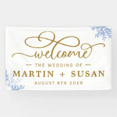 ブルー・ボタニック・ユーカ葉リ・ズ結婚パーティー 横断幕 (横)