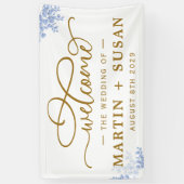 ブルー・ボタニック・ユーカ葉リ・ズ結婚パーティー 横断幕 (縦)