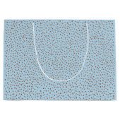 ブルー&ボホテラコッタブラウンドットベビーシャワー ラージペーパーバッグ (正面)