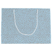 ブルー&ボホテラコッタブラウンドットベビーシャワー ラージペーパーバッグ (裏面)