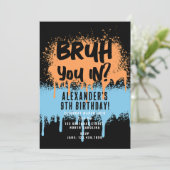 ブルー・ボーイの誕生日 ネオン・グラフィティ オレンジ ブルー 招待状 (スタンド正面)