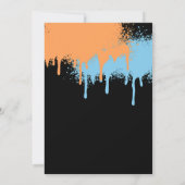 ブルー・ボーイの誕生日 ネオン・グラフィティ オレンジ ブルー 招待状 (裏面)