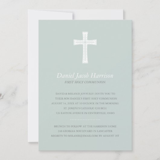 ブルー ボーイズ ファースト コミュニオン 招待状 (正面)