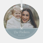 ブルー |ボーシンプルフミニマルフォト ガラスオーナメント (正面)