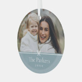 ブルー |ボーシンプルフミニマルフォト ガラスオーナメント (正面左)