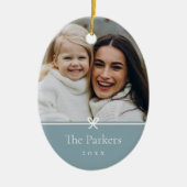 ブルー |ボーシンプルフミニマルフォト セラミックオーナメント (正面)