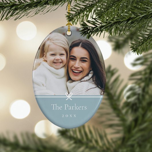 ブルー |ボーシンプルフミニマルフォト セラミックオーナメント